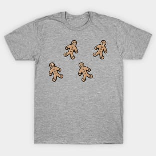 Simple cute cartoon gingerbread man pattern autumn winter digital design illustration T-Shirt